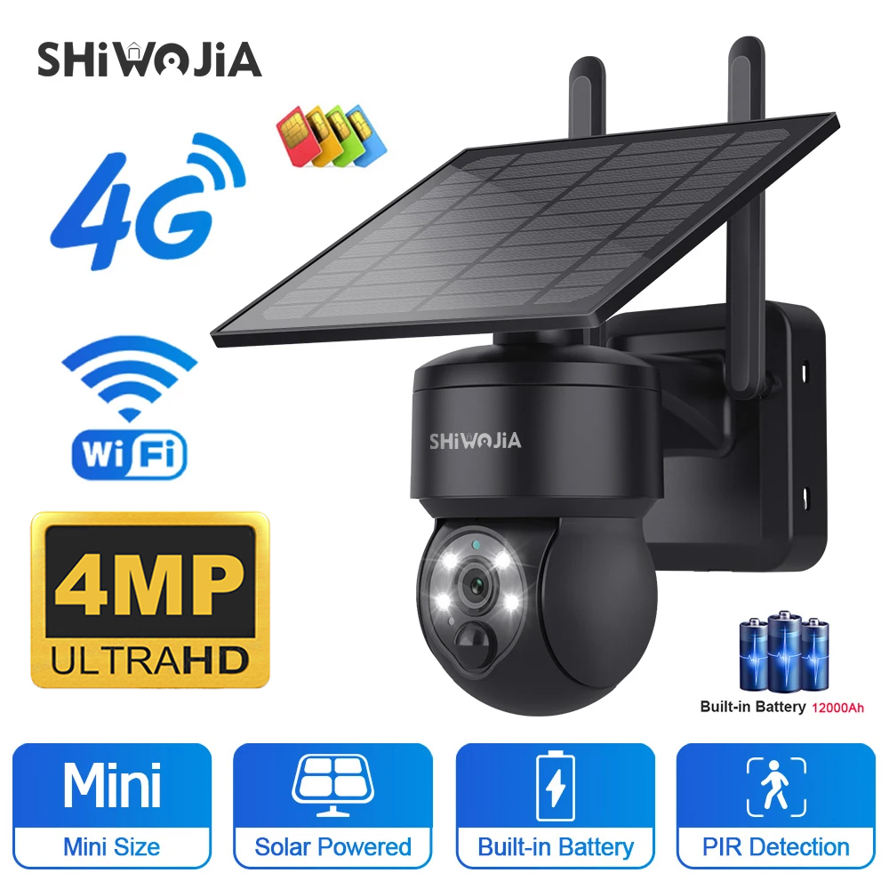 Home Security Cameras Wireless - WinterWOJIA-Caméra solaire PTZ sans fil, caméra