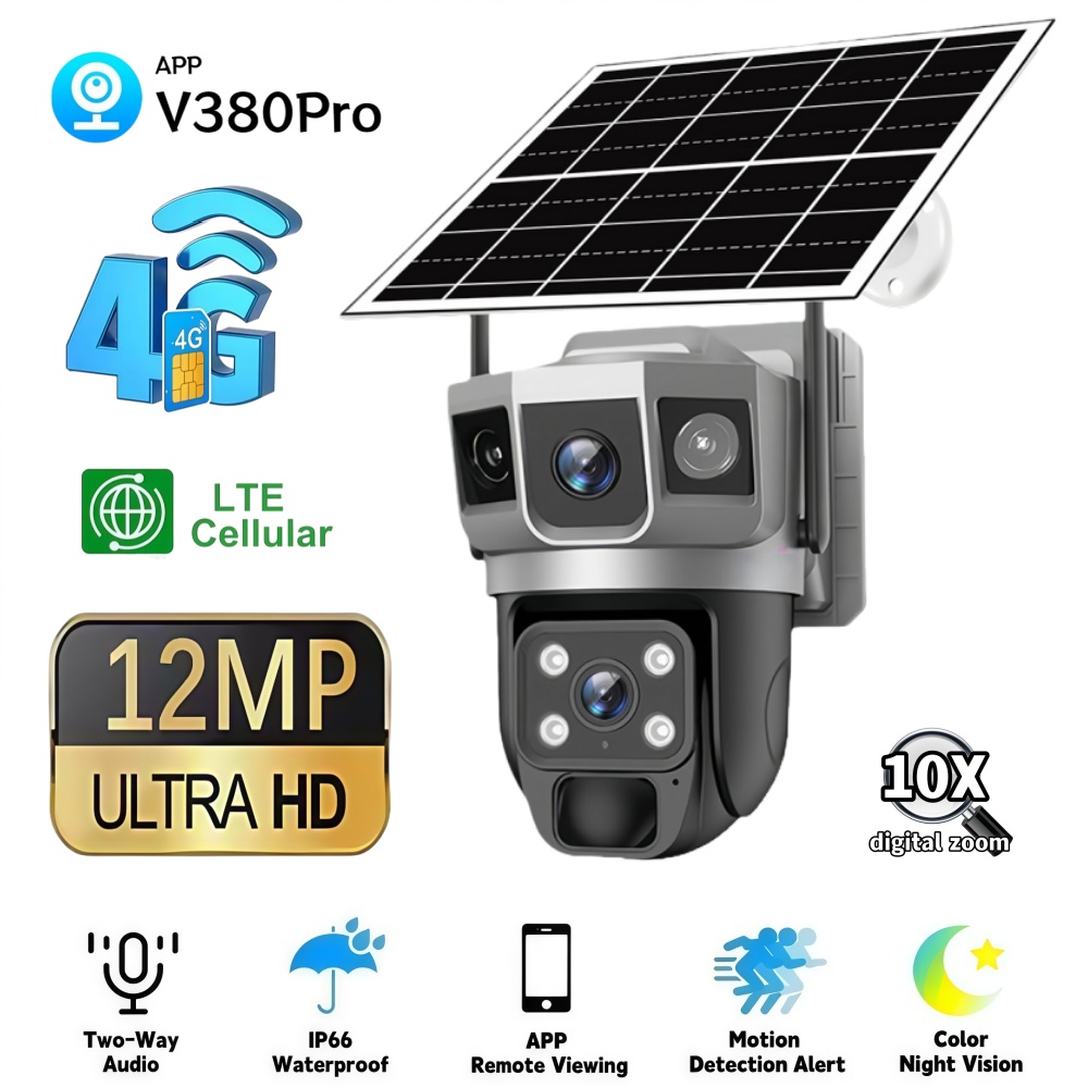 Home Security Camera Installation - Caméra de surveillance solaire extérieure 4G,