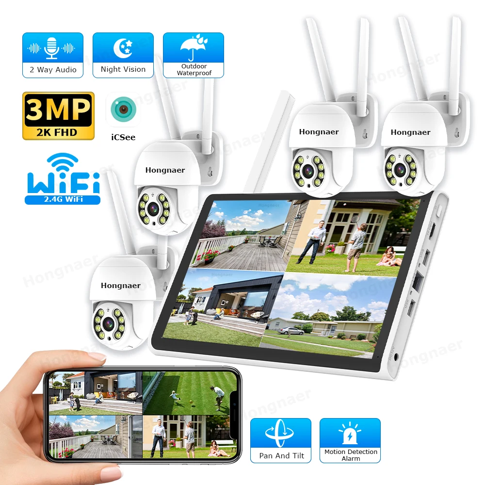 Home Security Cameras Wireless - Kit de Système de Caméras de