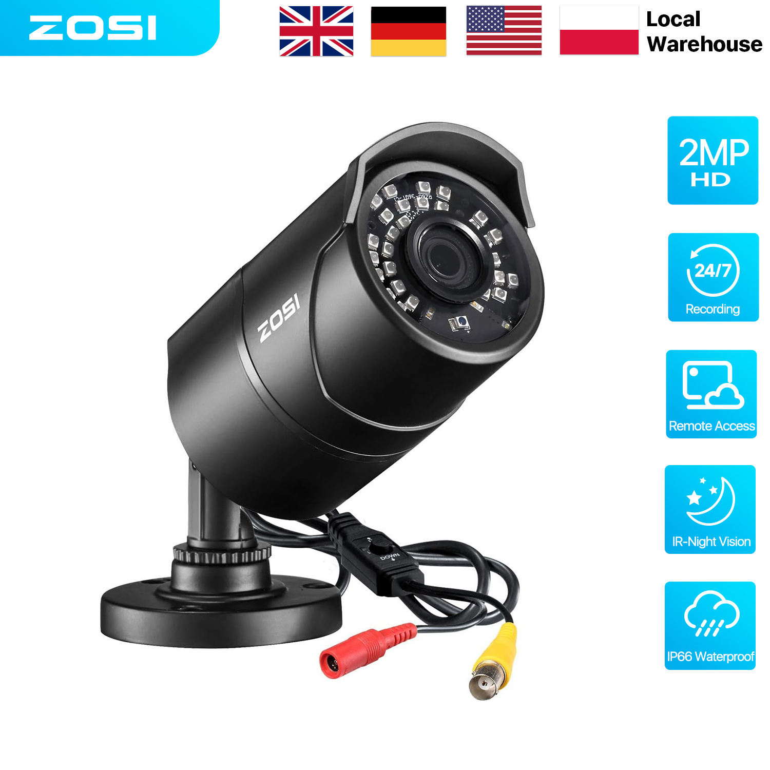 Home Security Kit With Camera - ZOSI-Caméra de sécurité intérieure et extérieure
