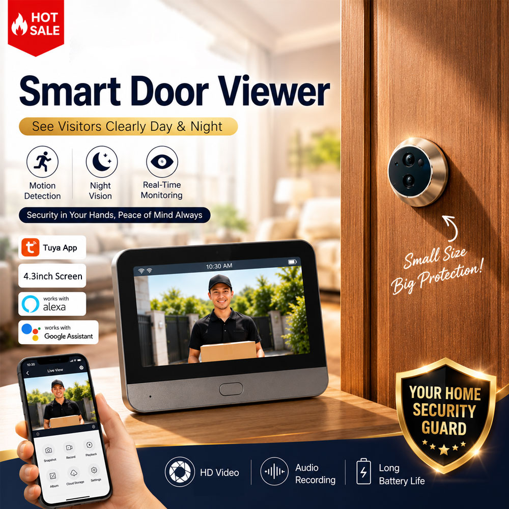 Home Security Google Camera - Caméra de porte intelligente Tuya 5MP,