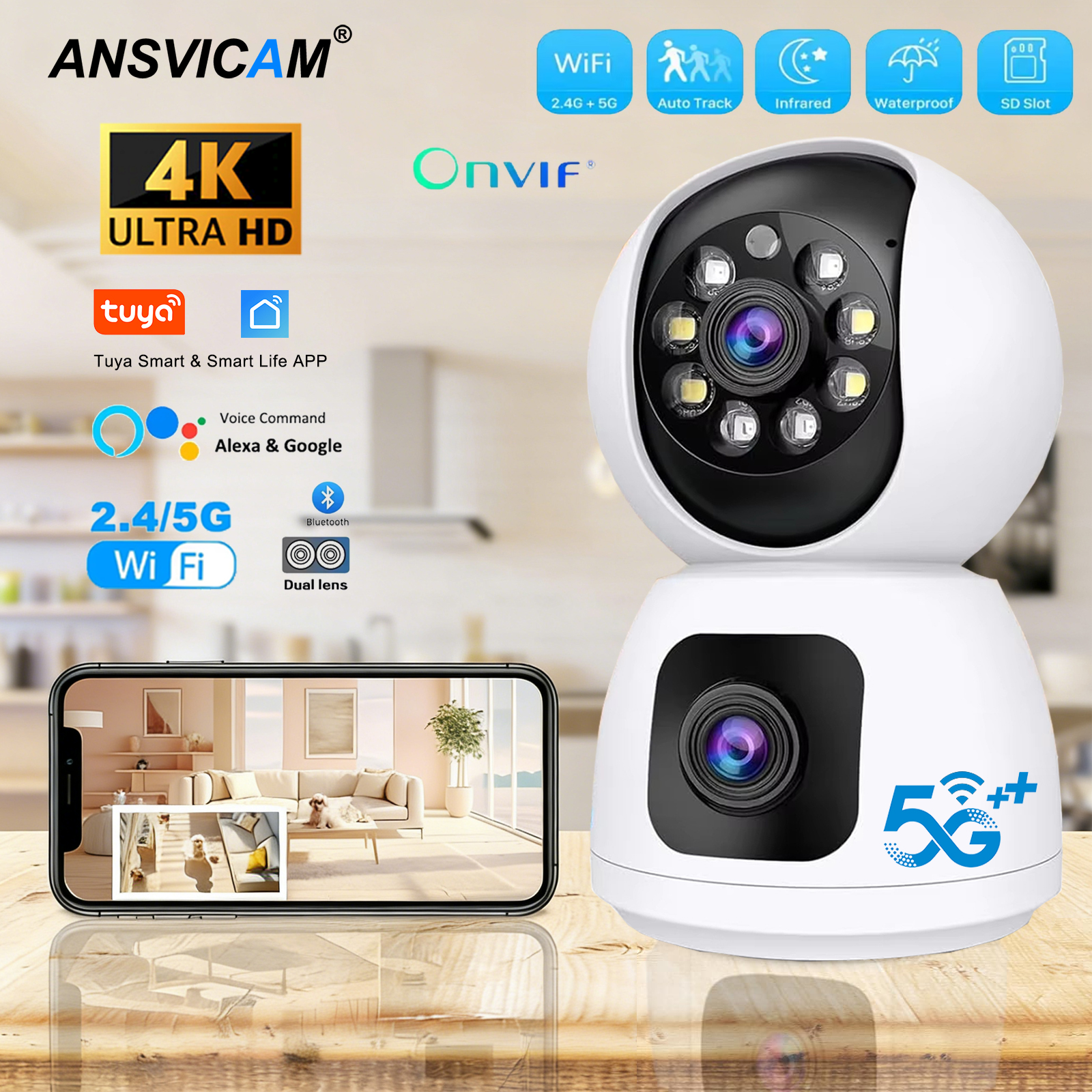 Home Security Google Camera - Tuya 4K 8MP HD WiFi caméra