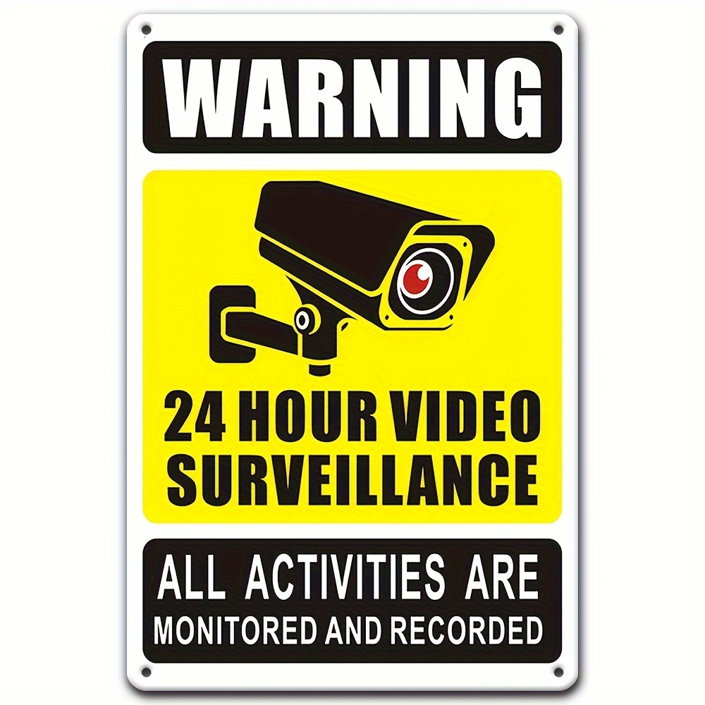 Home Security Items - Panneau d'avertissement de vidéosurveillance 24/7, métal