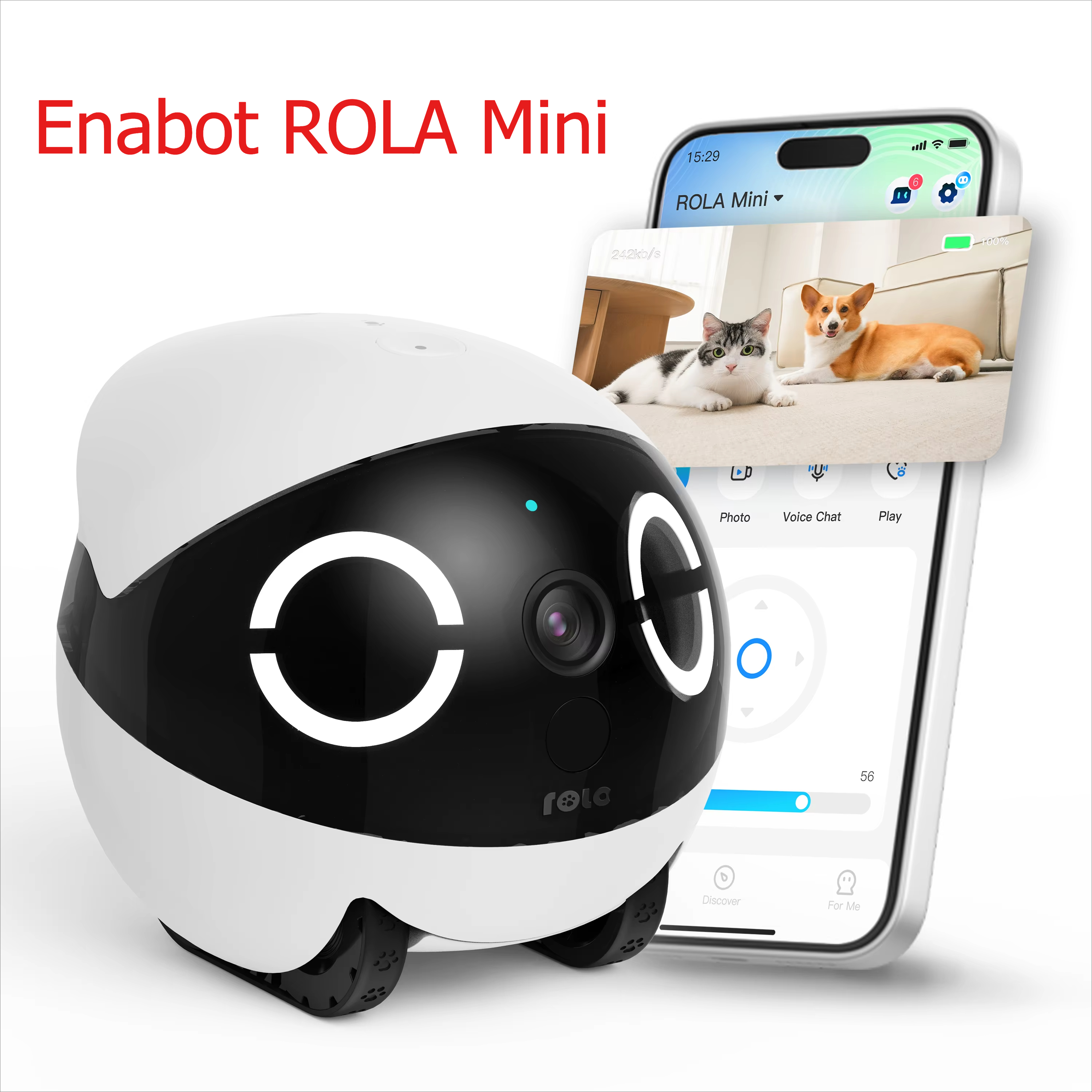 Home Security Camera - ROLA Mini Robot de surveillance 2K
