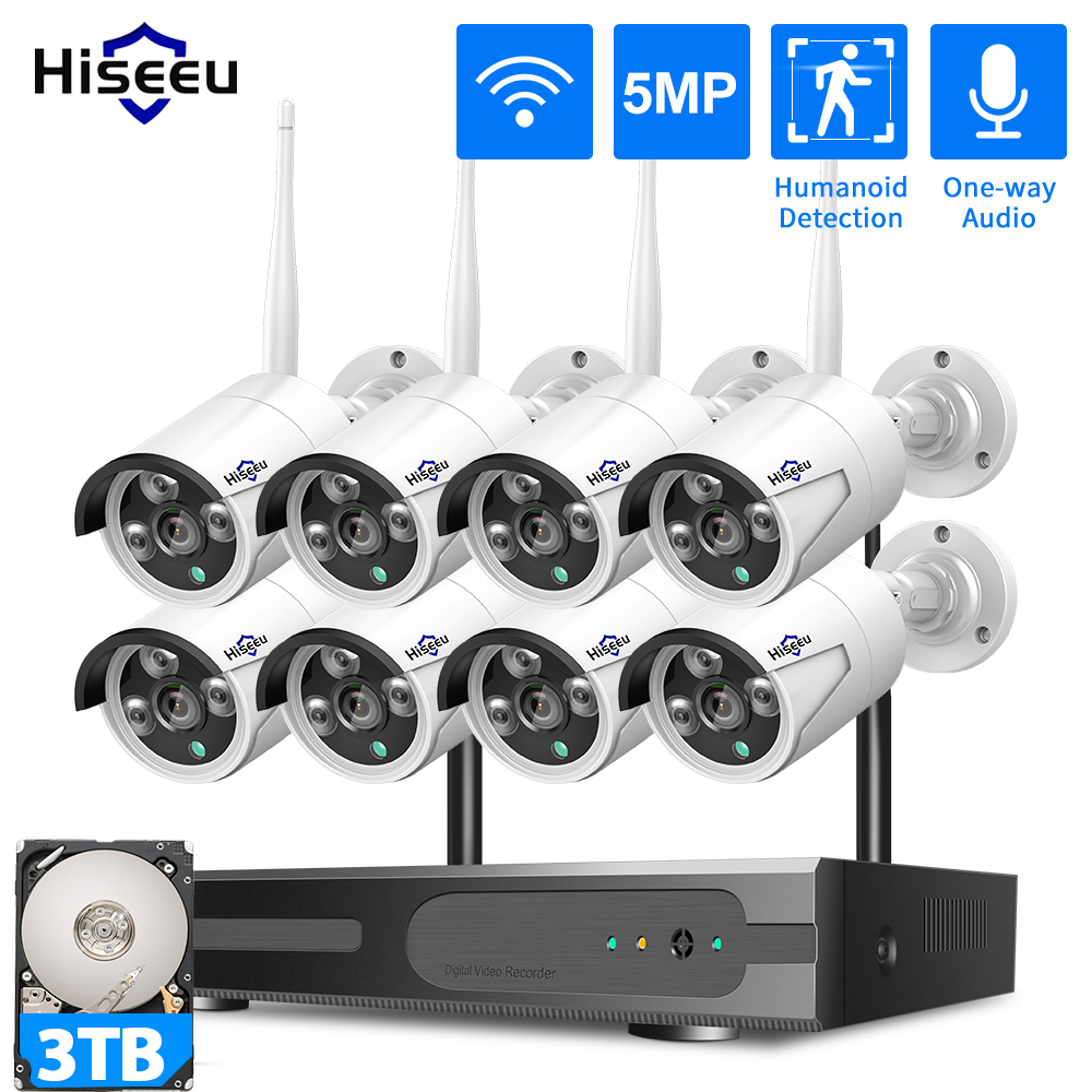 Home Security Cameras Wireless - Système de sécurité CCTV WiFi Hiseeu