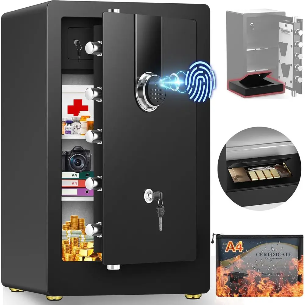 Safe Box Digital - Coffre-fort biométrique robuste, sécurité domestique étanche,