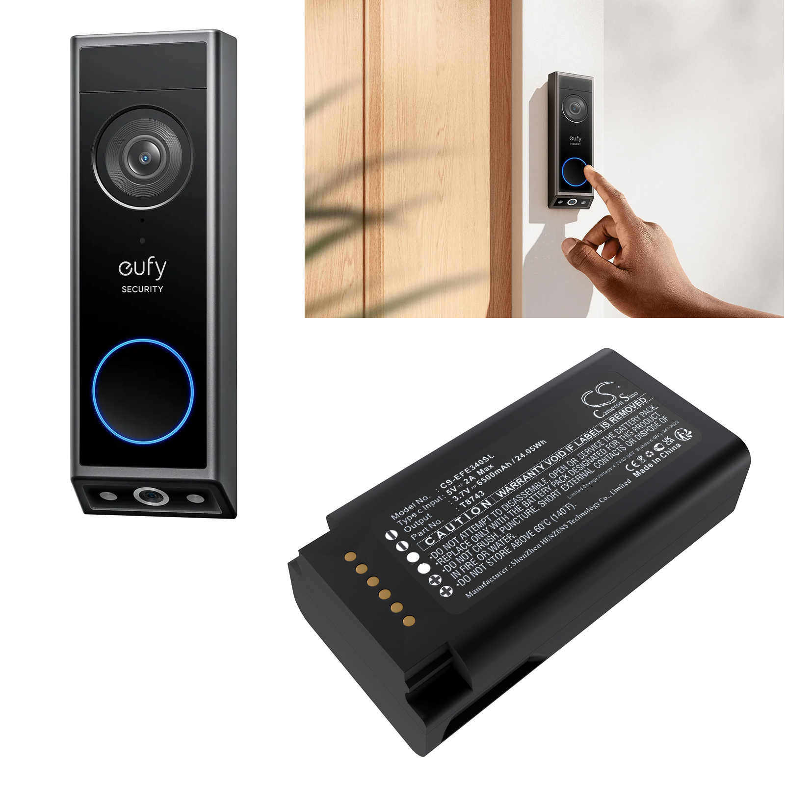 Home Security Battery Replacement - Batterie de remplacement 3.7V 6500mAh pour