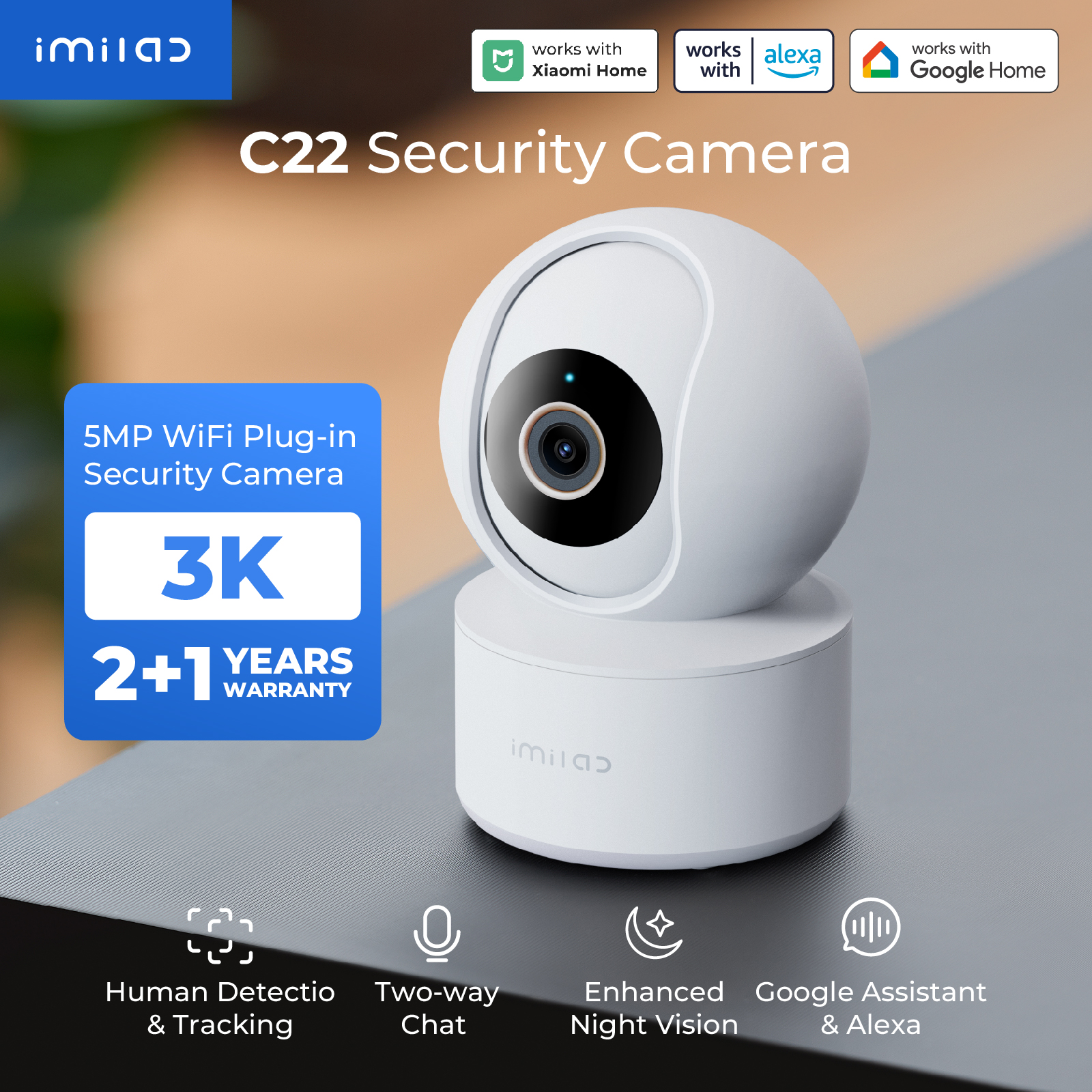 Home Security Camera 360 Xiaomi - IMILAB Babyphone Caméra de sécurité intérieure