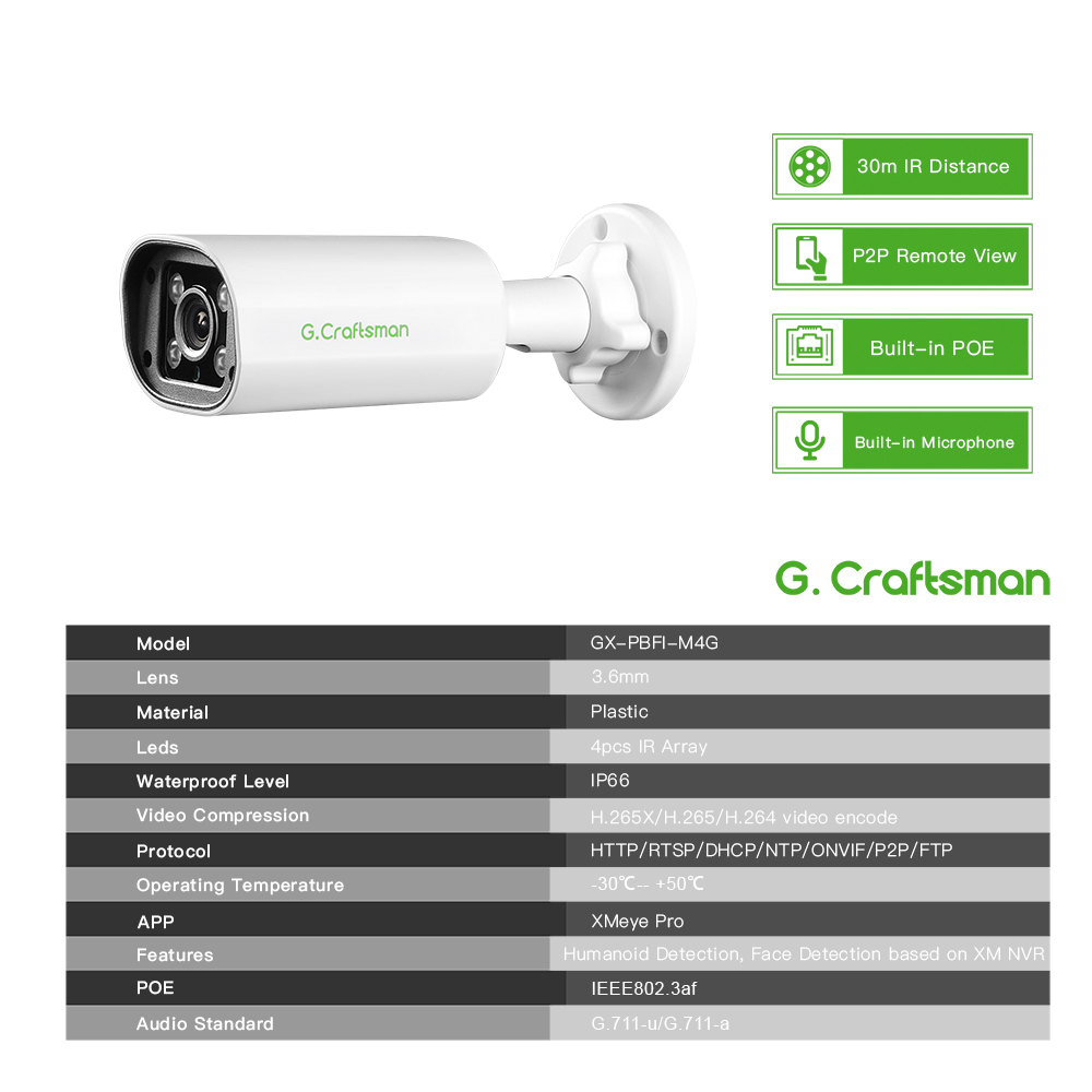 Caméra IP POE C GC PB 4MP, mic - Home Security Ultimate avis et prix
